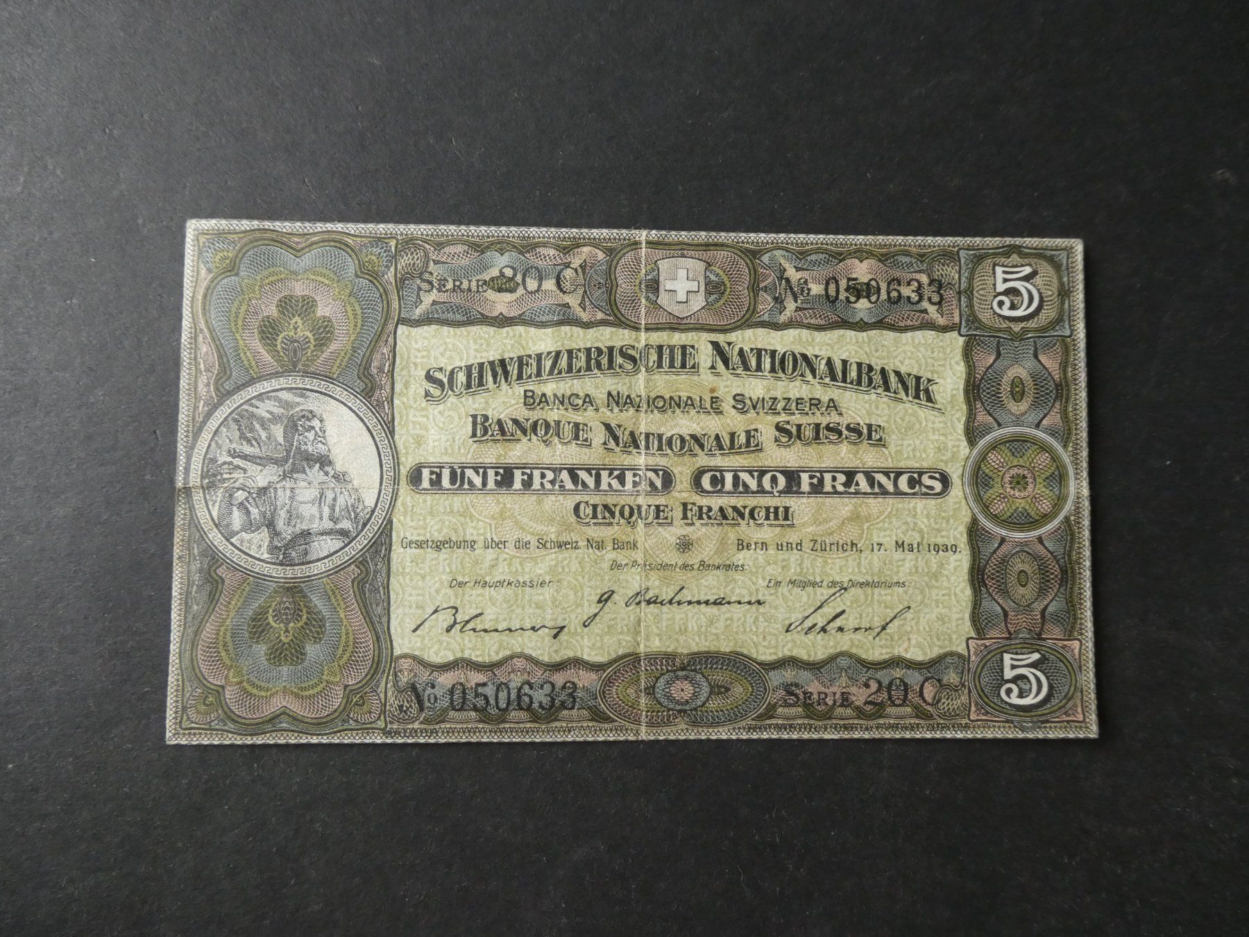 Banconote: Schweiz 1939, 5 Franken  - – Usato da Hinterforst venduto da rohusri