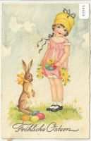 Fröhliche Ostern - Mädchen mit Hase