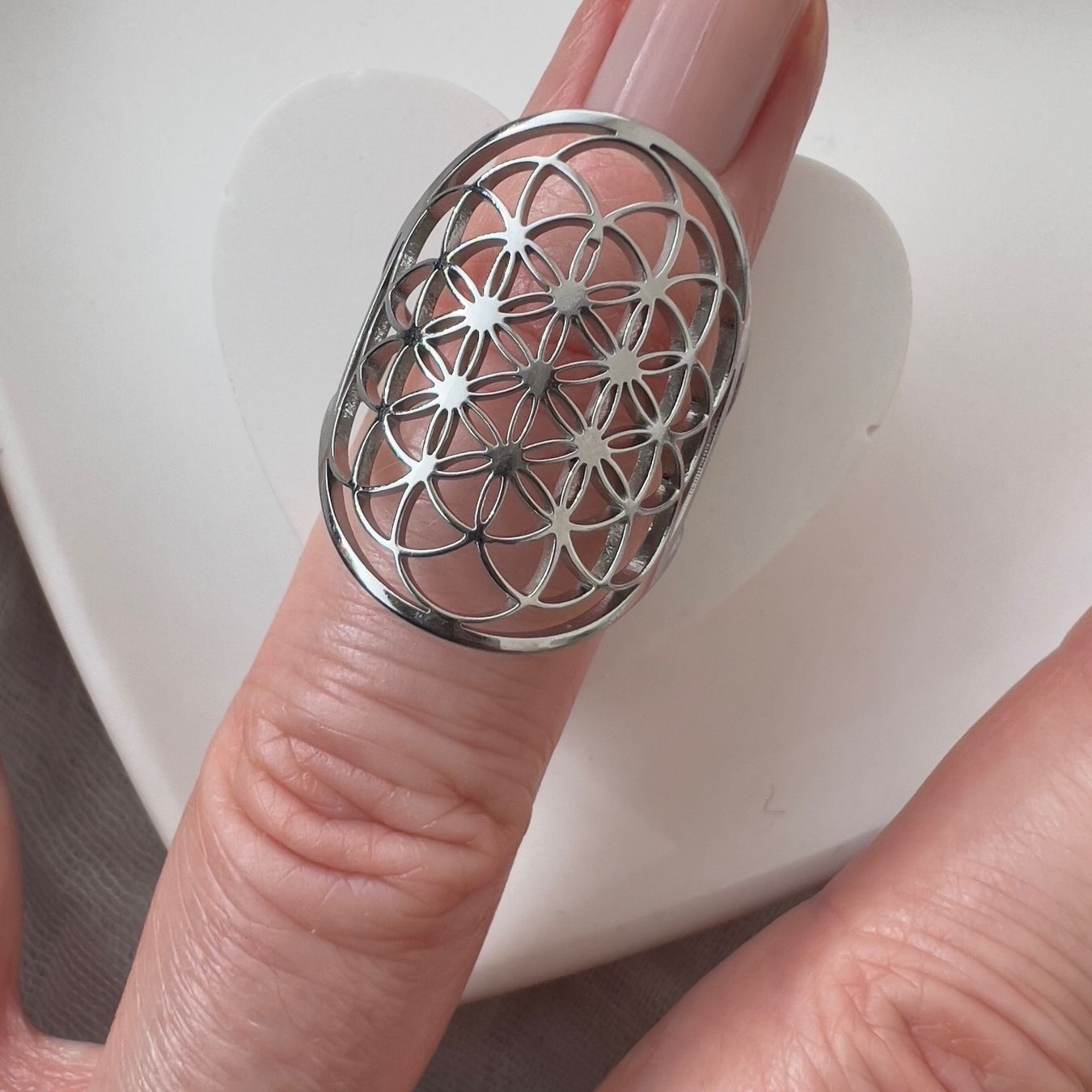 Anelli: Bague en acier inox Fleur de vie – Nuovo (secondo la descrizione) da Pully venduto da sunaddict 1