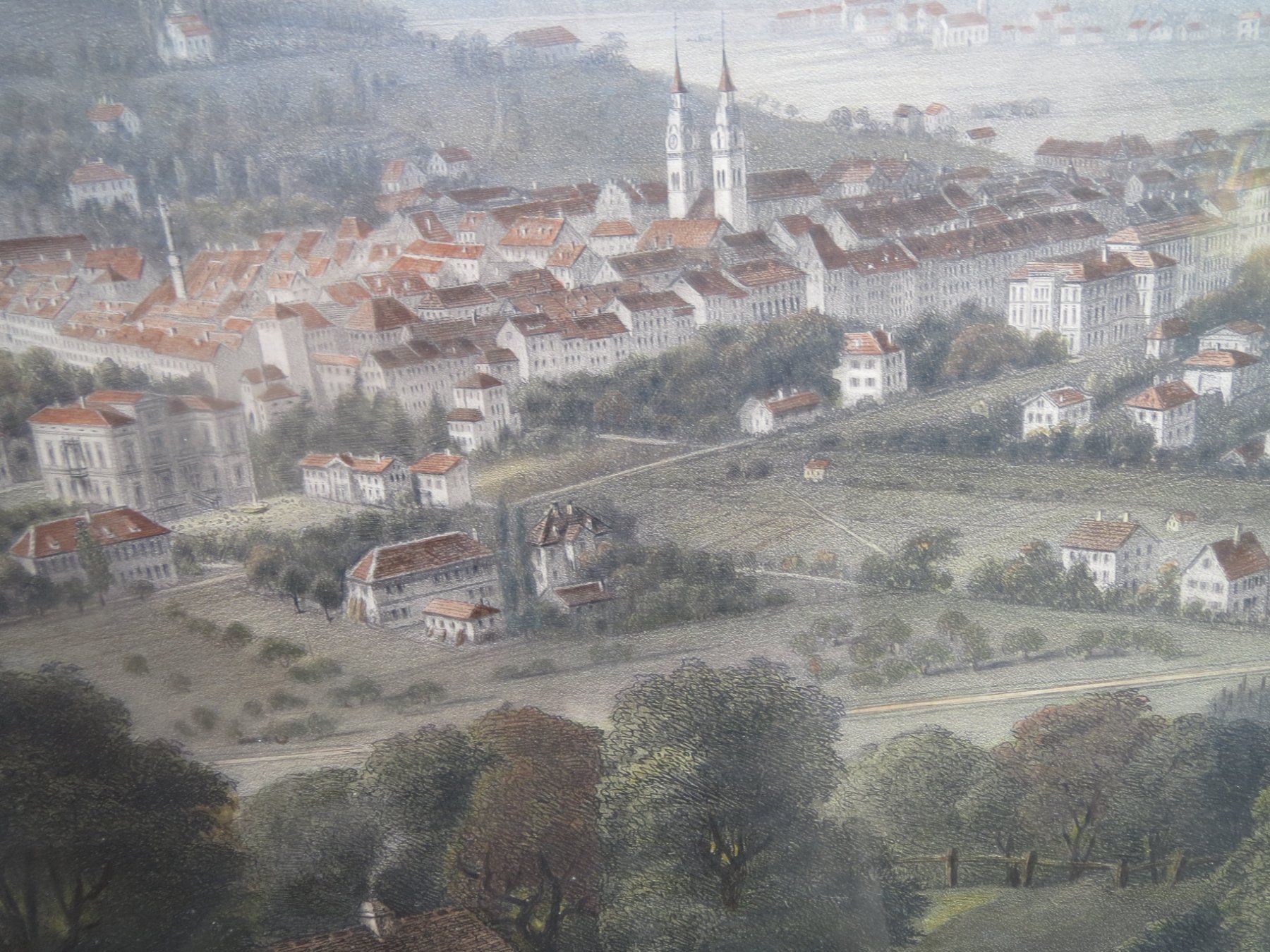 Stiche: Winterthur - Kupferstich um 1850 - Goldrahmen – Gebraucht aus Tagelswangen von Miski 3