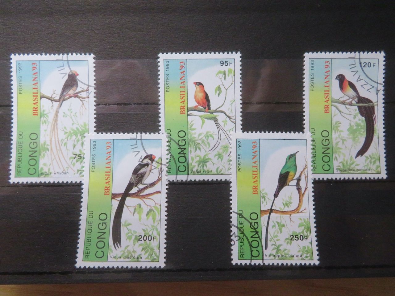 Tutti i francobolli: Vögel Kongo Satz Mi 1392-96 gestempelt – Usato da Spreitenbach venduto da heitersberg54