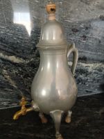 Antike Zinn-Teekanne / Wasserkessel mit Zapfhahn, Top!
