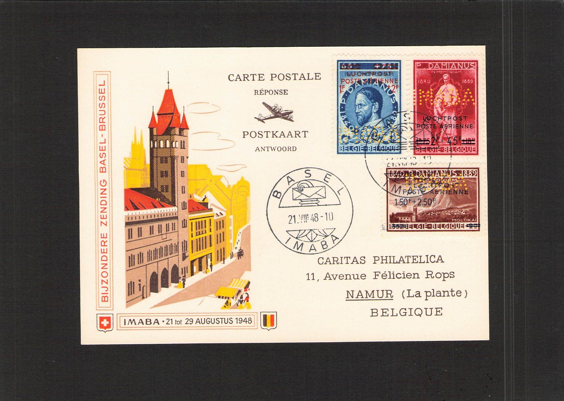 Tous les timbres: Perfins Belgien , IMABA Basel - Brüssel 21.Vlll.48 – D'occasion à Reichenburg par Pipo-67