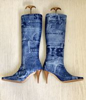Neue blaue Stiefel Textil in Jeansoptik Grösse 38