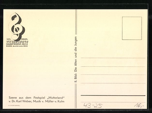 Cartes postales: Dr. Karl Weber: Basel, XXV. Eidgen. Sän – D'occasion à Berlin par bartko-reher 1