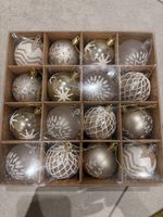 16 edle Christbaumkugeln, silber, OVP, Weihnachten