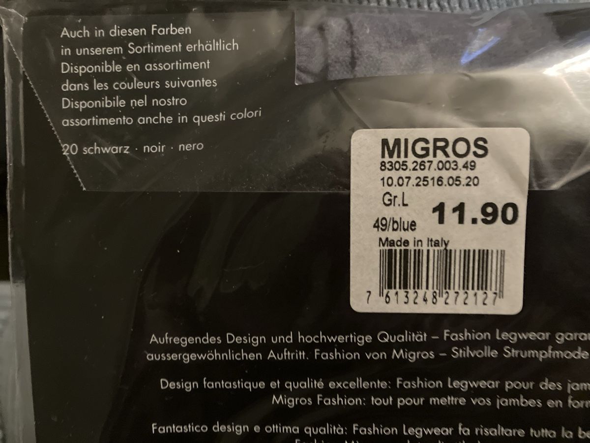Migros Calze & Collant: Strumpfhose, gemustert, jeansblau – Nuovo e nell'imballaggio originale da Oberrüti venduto da Jomaru 1