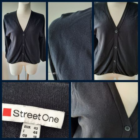 ***STREET ONE*** Feinstrickjäckli schwarz-blau Gr. 42