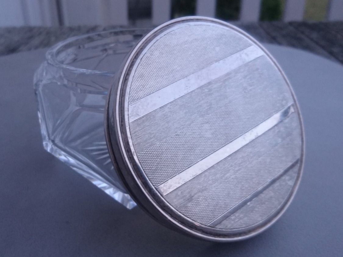 Flaconi: Glas Dose - Art Deco - 835 Silberdeckel – Usato da Winterthur venduto da avelotte 5