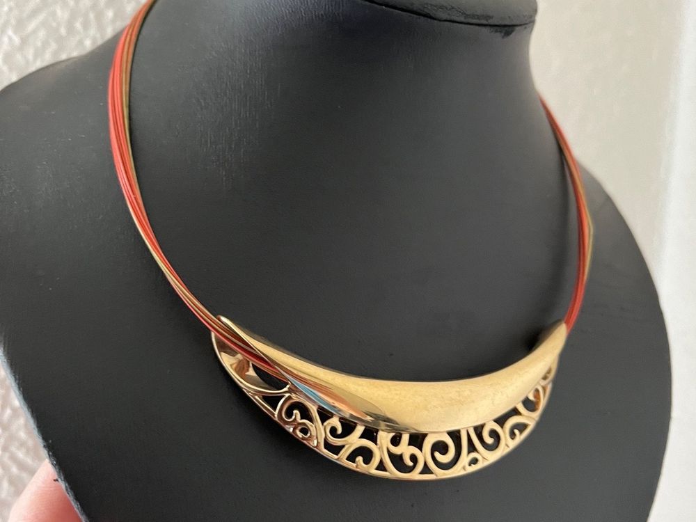 Collier Fantaisie Vintage Avec Grand Pendentif - Chaîne Originale - Occasion