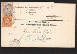 Streifband für Schweizerische  Handelszeitung vom 18.l.1871