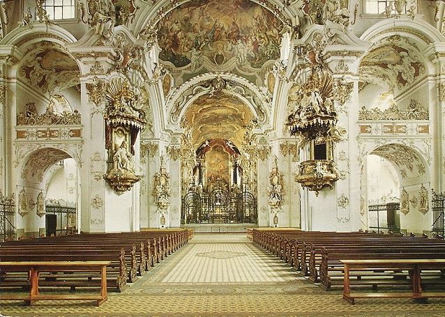 Cartoline postali: EINSIEDELN Stiftskirche, Kirchenschiff – Usato da Jona venduto da philajona