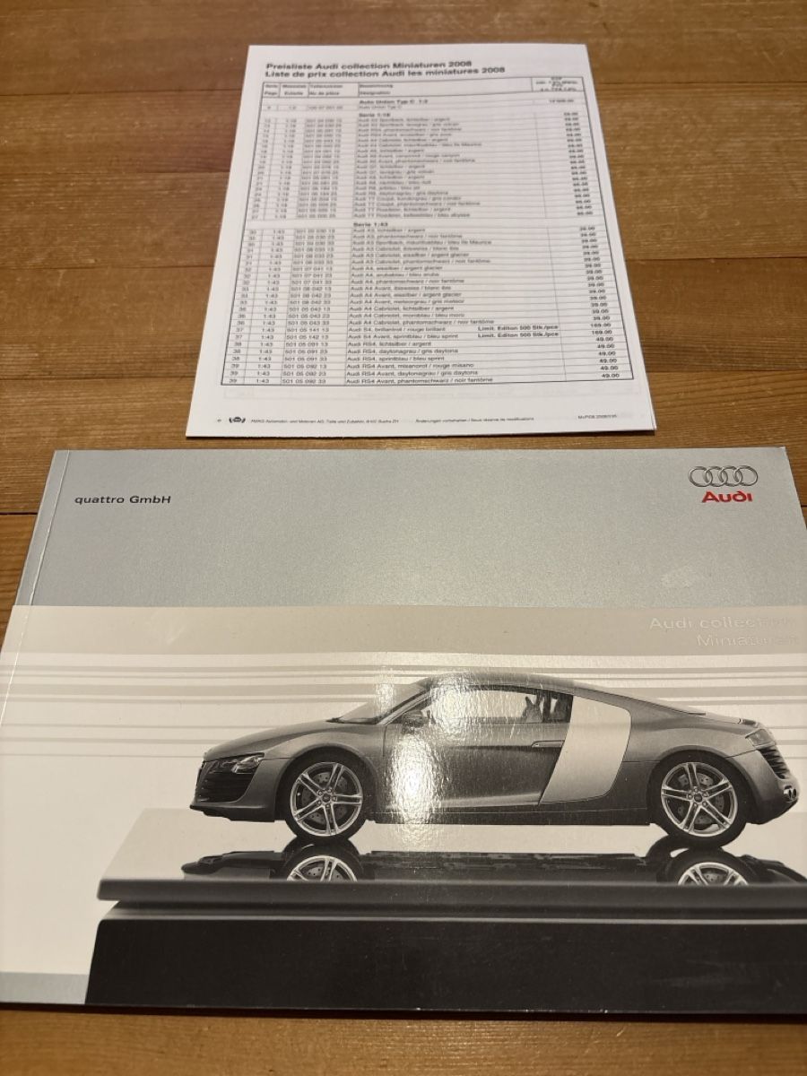 Audi Documenti: Audi Prospekt 2008 Modelle Miniaturen – Nuovo (secondo la descrizione) da Freienstein venduto da Golfbueb
