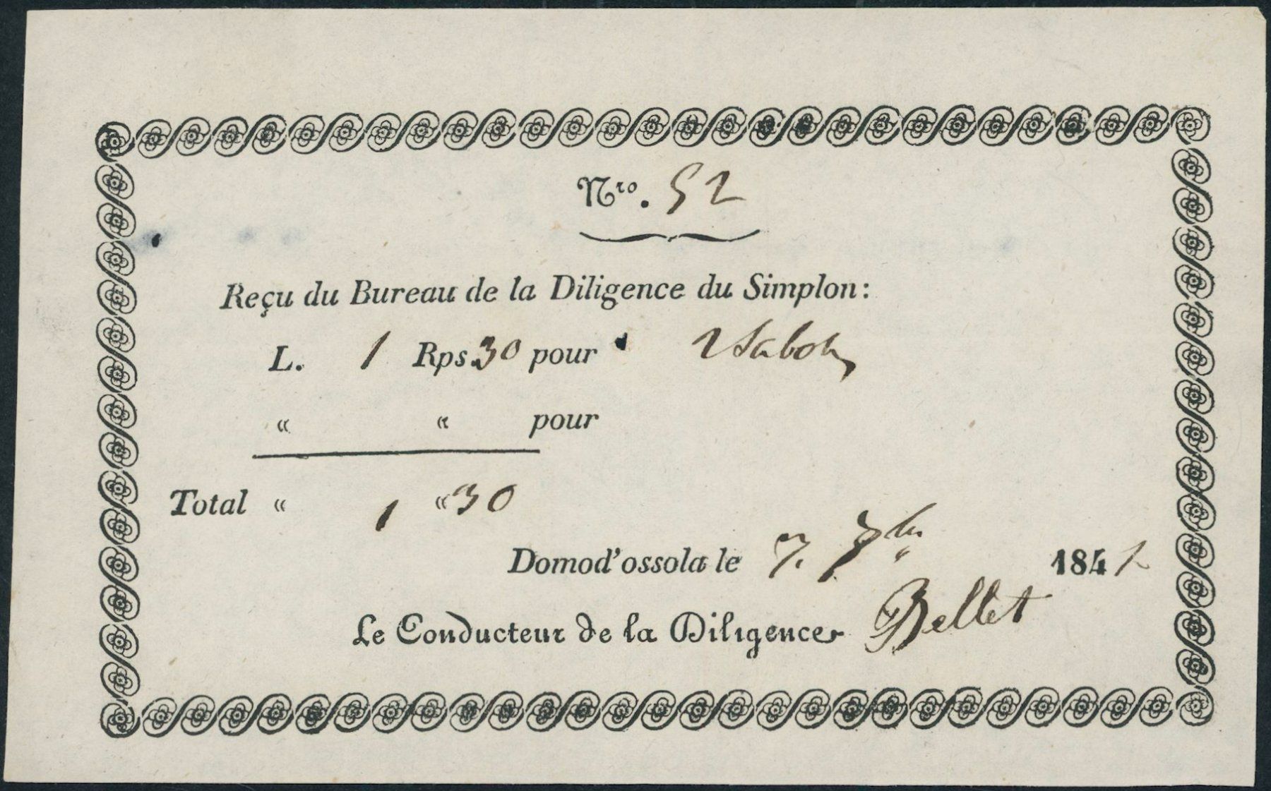 Alle Briefmarken: I VB / VS Simplon Pass - Postkutsche - Billett - 1842! – Gebraucht aus Schindellegi von leecollect