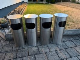 Standabfalleimer Edelstahl 4 Stk. Outdoor Behälter