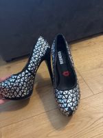 Schwarze Plateau High Heels Stiletto mit Nieten - Vintage