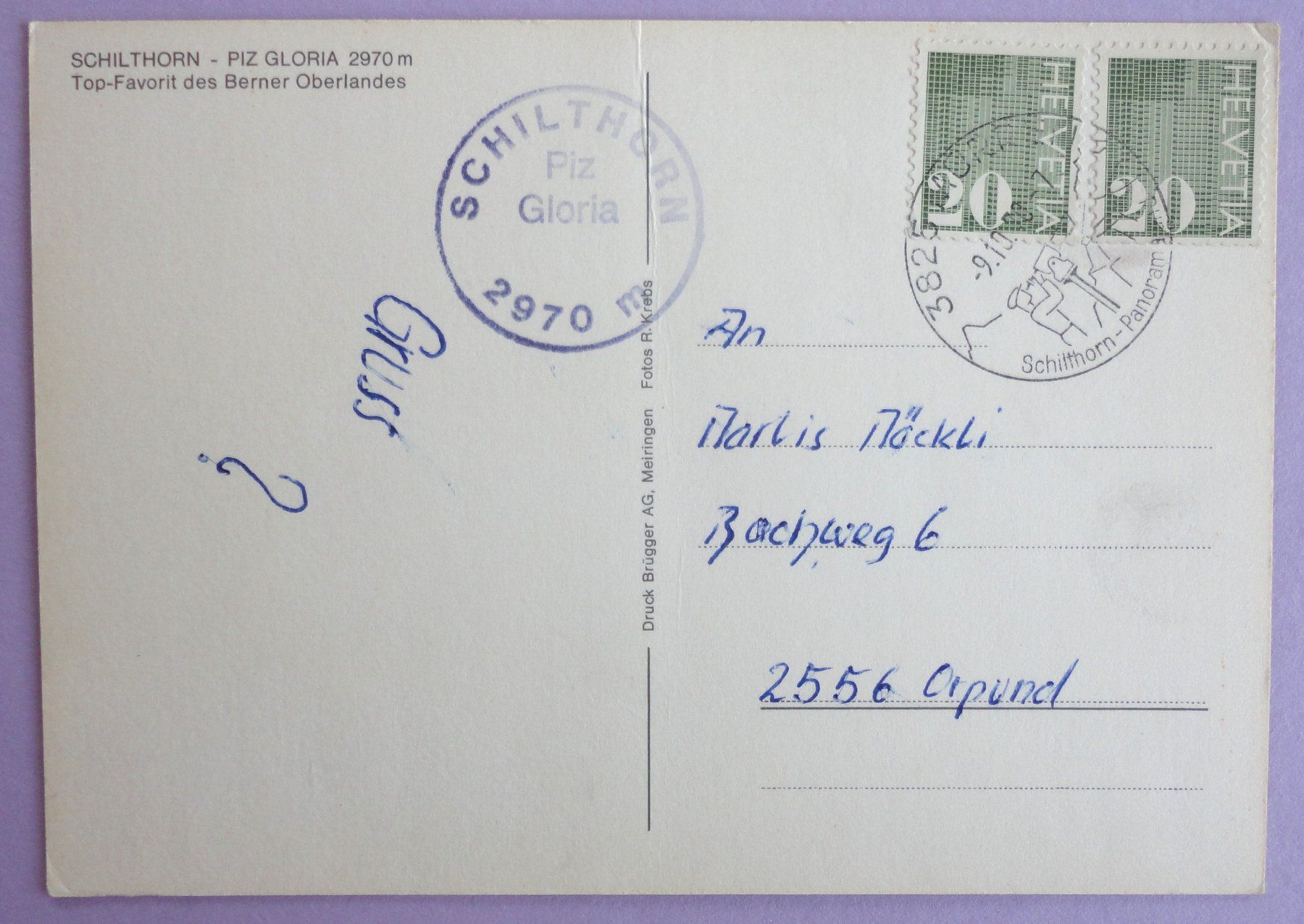 Cartoline postali: Schilthorn - Piz Gloria 2970 m – Usato da Fétigny venduto da Billy2miny 1