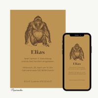 Personalisierte Karte eCard Kindergeburtstag Affe