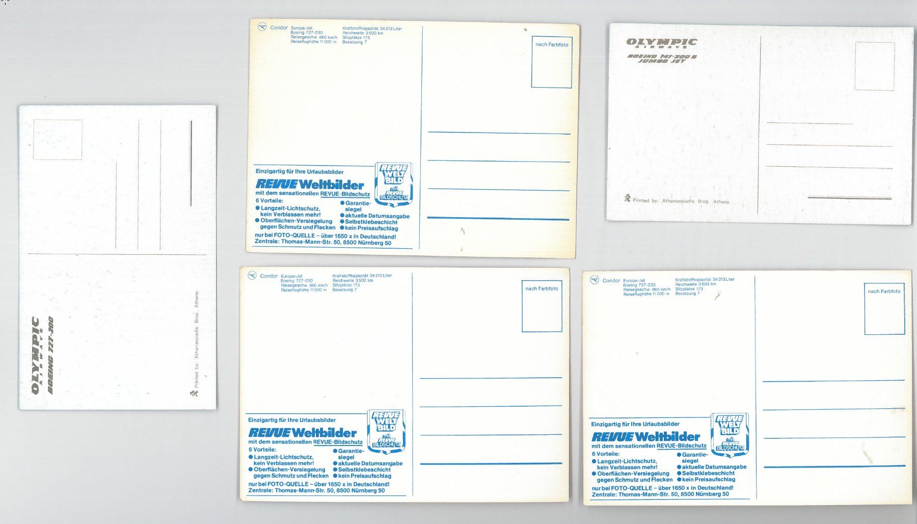 Cartoline postali: 9 Postkarten Flugzeuge Olympic - Lufthansa - Condor – Usato da Gränichen venduto da philatelie-biz 1