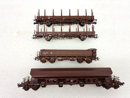 Roco Piko H0= 4x Güterwagen DB Fakks 117 - Tadgs 959