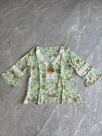 Nile Sommer Bluse, Gr. S, grün gemustert, Top Zustand!