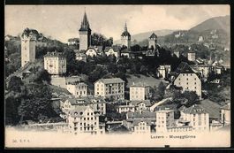 AK Luzern, Teilansicht mit Museggtürmen