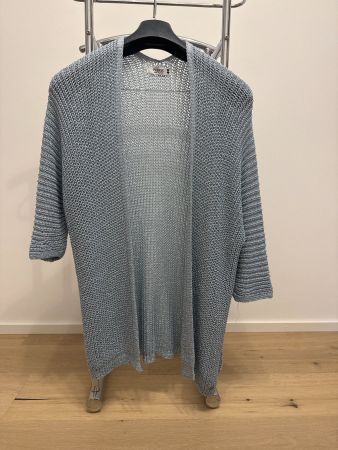 Blaue Strickjacke