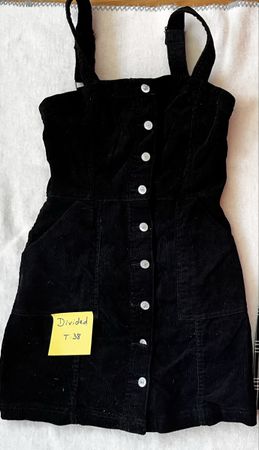 Divided Black Corduroy Dress, Size 38, Great for Autumn!