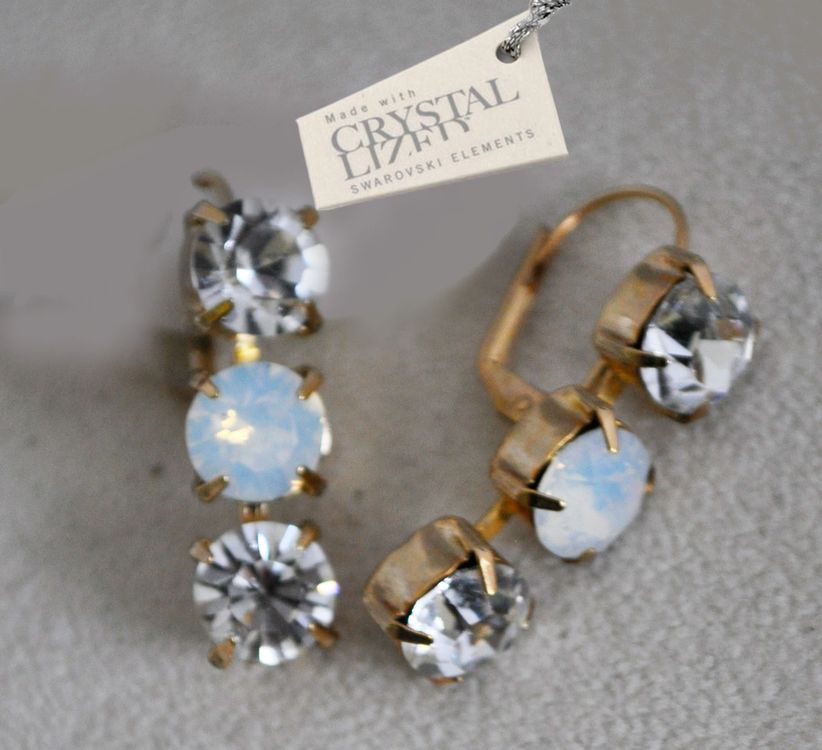 3237 Vintage-Ohrringe mit Swarovski Kristallen 20mm