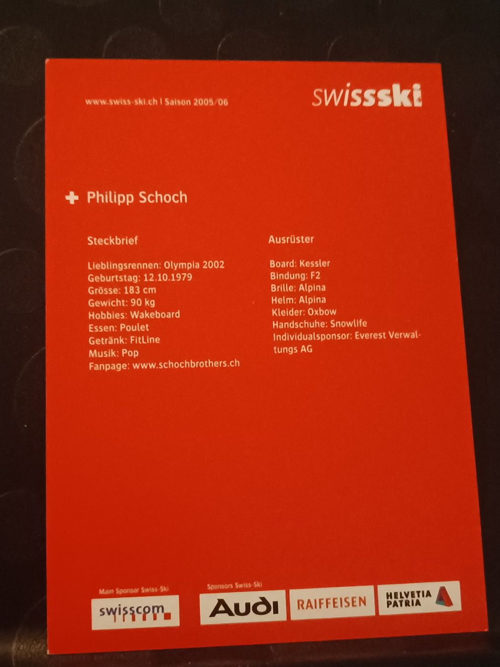 Autographes: Philipp Schoch - handsignierte Swisski Autogrammkarte – D'occasion à Menziken par Artographs 1