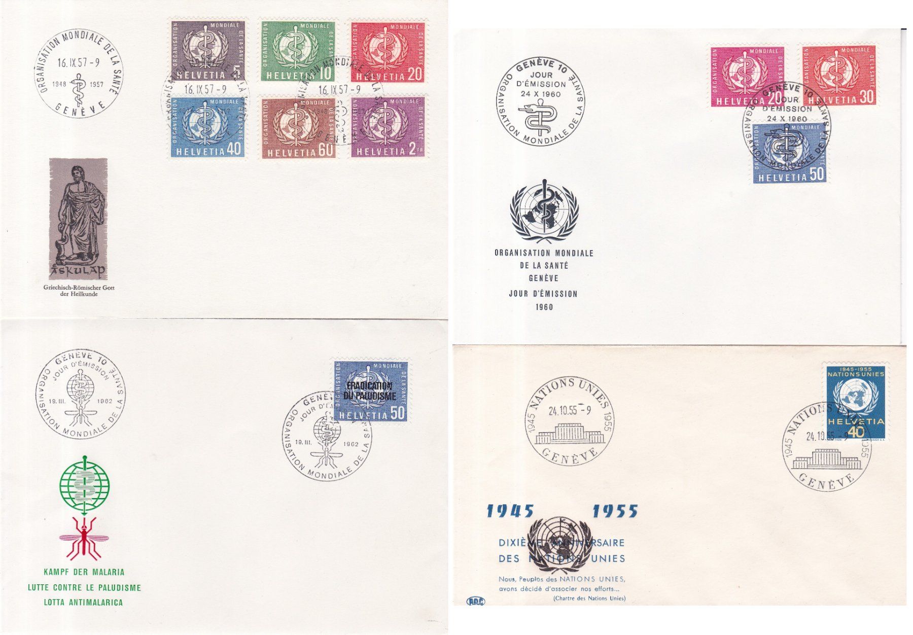 18 Stk. FDCs, Briefe "Genfer Ämter" ab 1955 (Gebraucht) in Münchwilen ...
