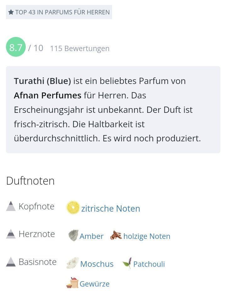 Profumi & Eau de Toilette: 5 ml TURATHI BLUE AFNAN PERFUMES ABFÜLLUNG – Nuovo (secondo la descrizione) da St. Gallen venduto da CaliSunshine 3