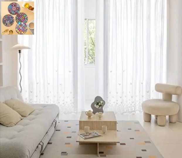 Tende: 2 schöne Vorhänge 132x213cm mit 4 x Tischsets – Nuovo e nell'imballaggio originale da Amriswil venduto da Ravinvida
