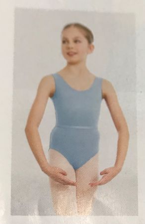 Neuer hellblauer Ballettbody Gr. 110-116 mit Gürtel