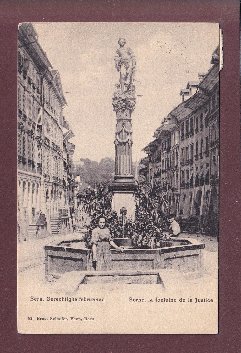 Ansichtskarten: BERN - Gerechtigkeitsbrunnen - Leute - 1908 – Gebraucht aus Pully von nicecards
