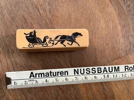 Weihnachten Stempel aus Holz Pferd mit Schlitten, Mann, Frau