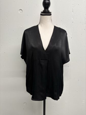 Hallhuber Satin Bluse Gr. 34 oversize elegant Shirt kurzarm