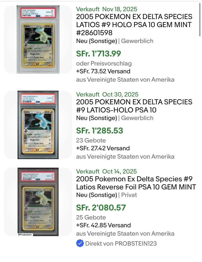 Pokémon Sammelbilder & Trading cards: PSA8 Latios #9 - Delta Species 2005 ENG – Neu (gemäss Beschreibung) aus Unterentfelden von KoolAid-WhiTe 3