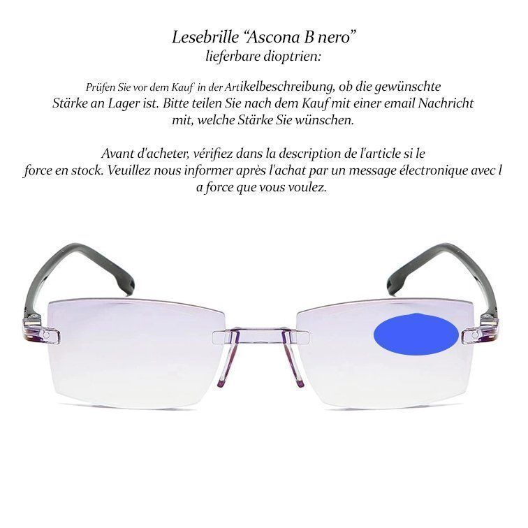 Occhiali & Lenti: Lesebrille Ascona B nero +2.0 +2.5 – Nuovo e nell'imballaggio originale da Pfäffikon SZ venduto da ANNAPURNA8091
