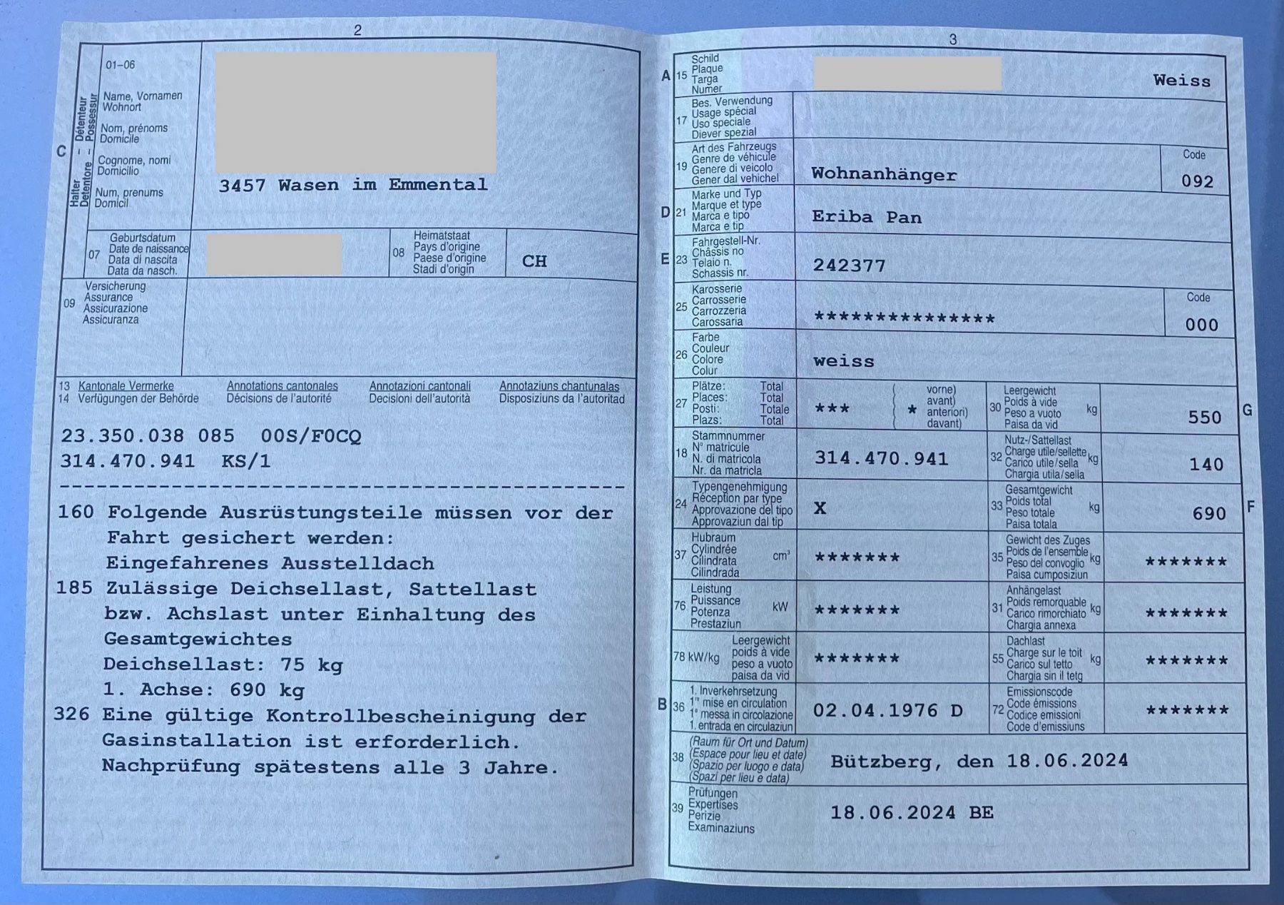 Anhänger: Eriba Pan Originalzustand Jg. 1976 – Gebraucht aus Wasen im Emmental von bracci 5