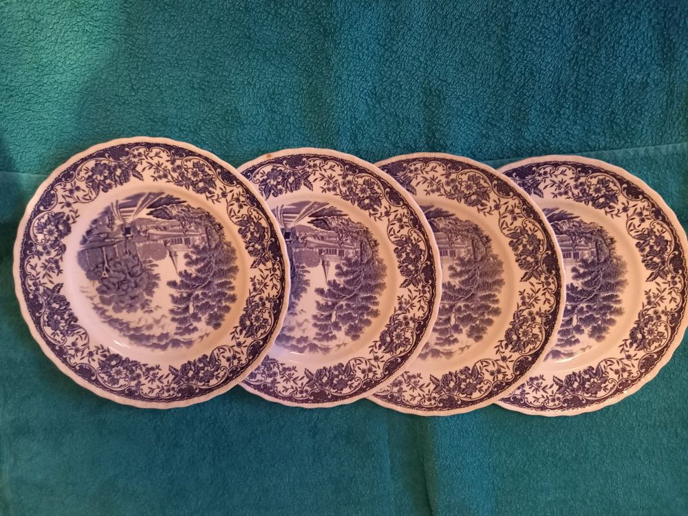 ACMLIFE Tee-Set Aus Bone China Für 6 Personen – 21-teilig, Blau-weiß Mit Goldrand, Inkl. Teekanne, Tassen, Löffel