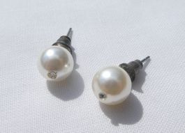 Ohrstecker, Kunstperlen mit kleiner Zirkonie, Modeschmuck