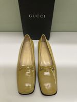 Gucci Vintage Gold Patent Leather Horsebit Pumps 38.5