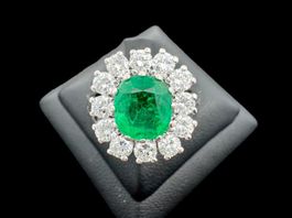 Smaragd 1.4c Diamanten 1.2c Ring 18k WG Grösse 48-52 *S2065