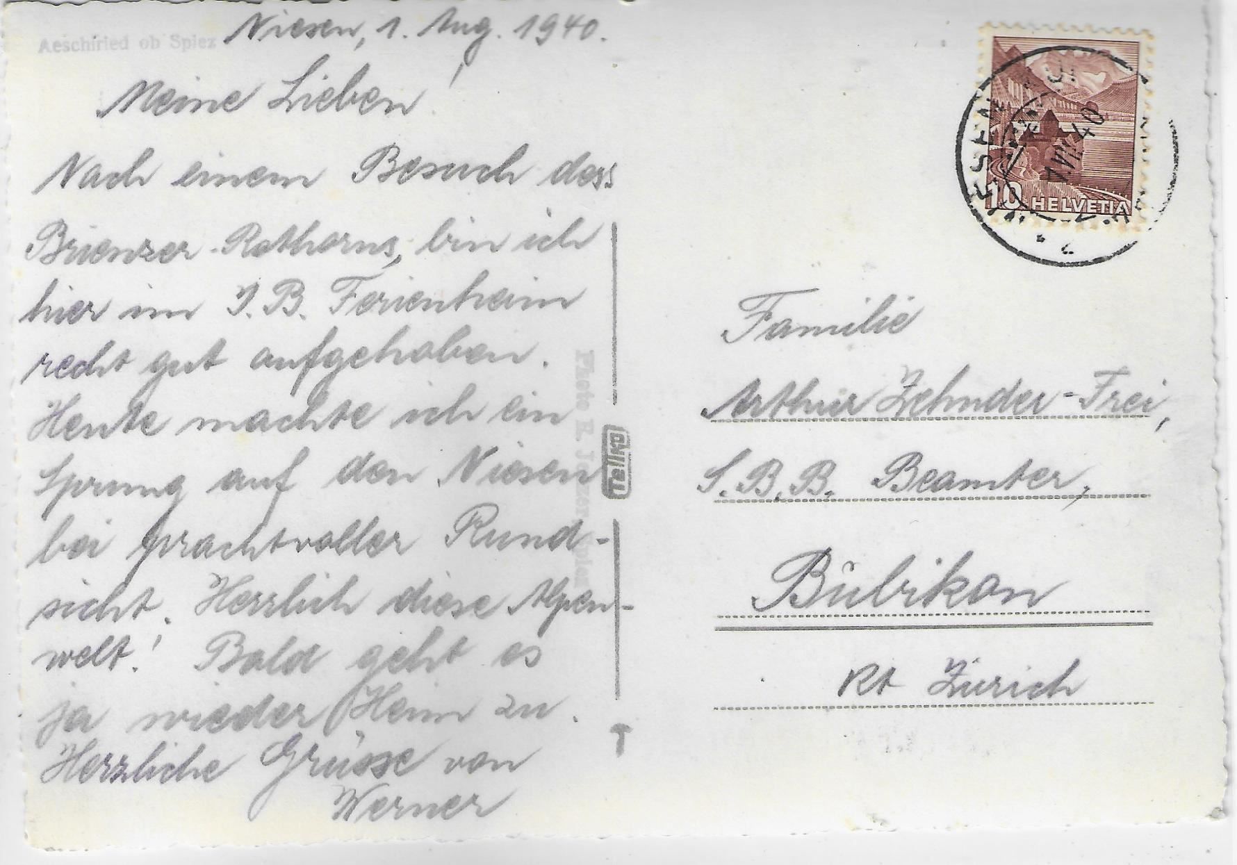 Cartoline postali: Aeschiried ob Spiez – Usato da Ettingen venduto da Kartenplanet 1
