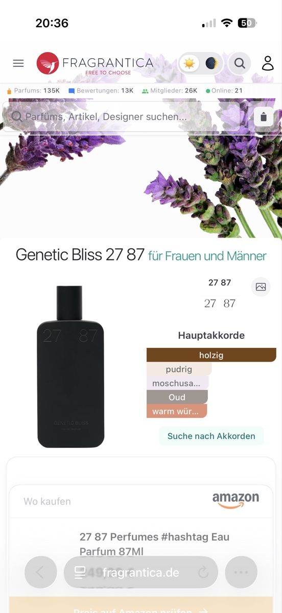 Parfum & Eau de Toilette: Parfum Genetic Bliss 27 87 , 2 ml – Gebraucht aus Sursee von nri_g5z8 1