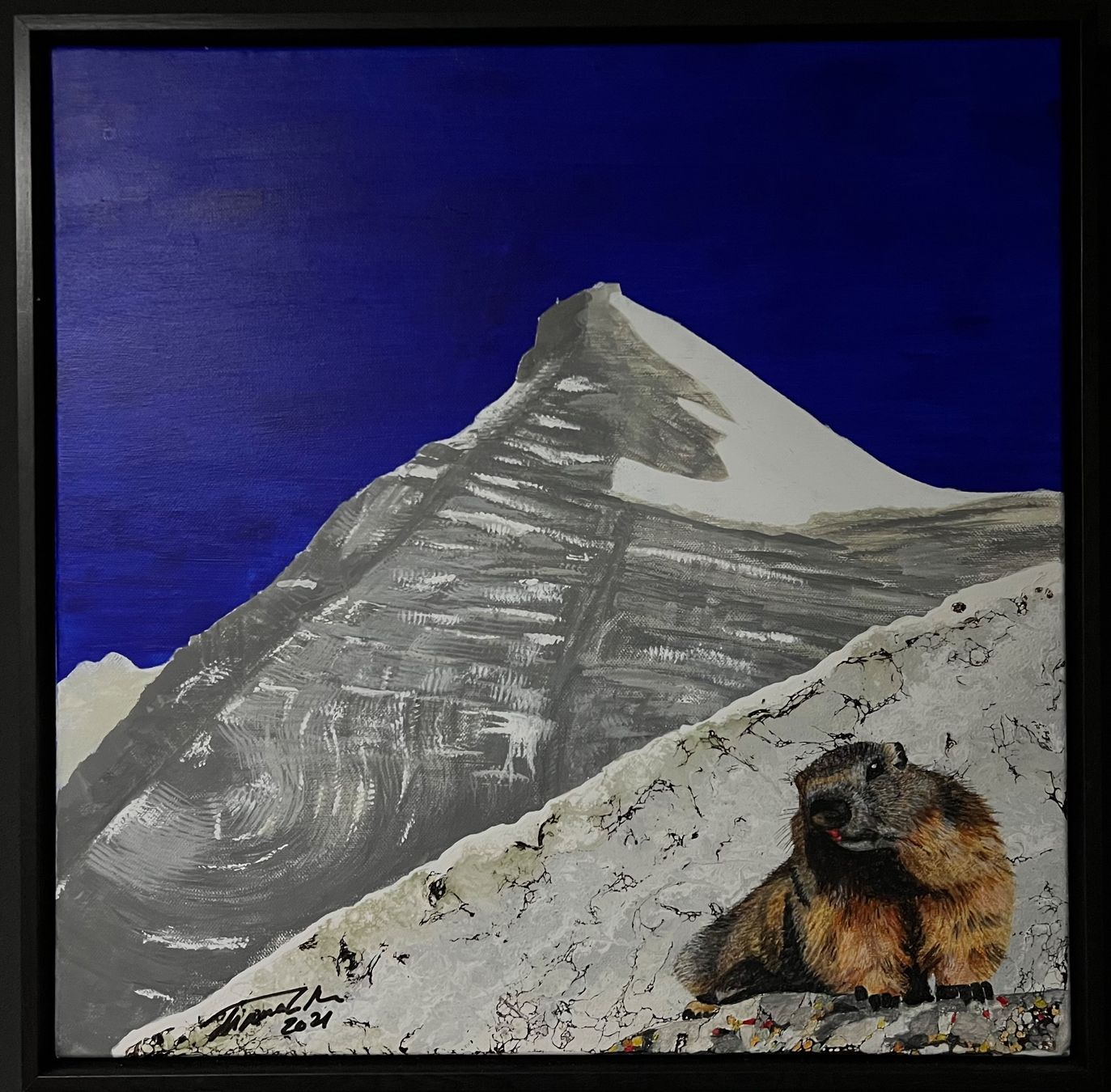 Dipinti: Faulhorn Murmeltier Original Gemälde Acryl Mischtechnik – Nuovo (secondo la descrizione) da Ennetbürgen venduto da haeusi01 1