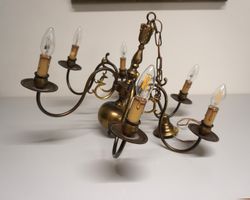 Vintage Messing Hängelampe mit Kerzendesign HE172