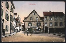 Rheinfelden, Strassenpartie mit Brunnen