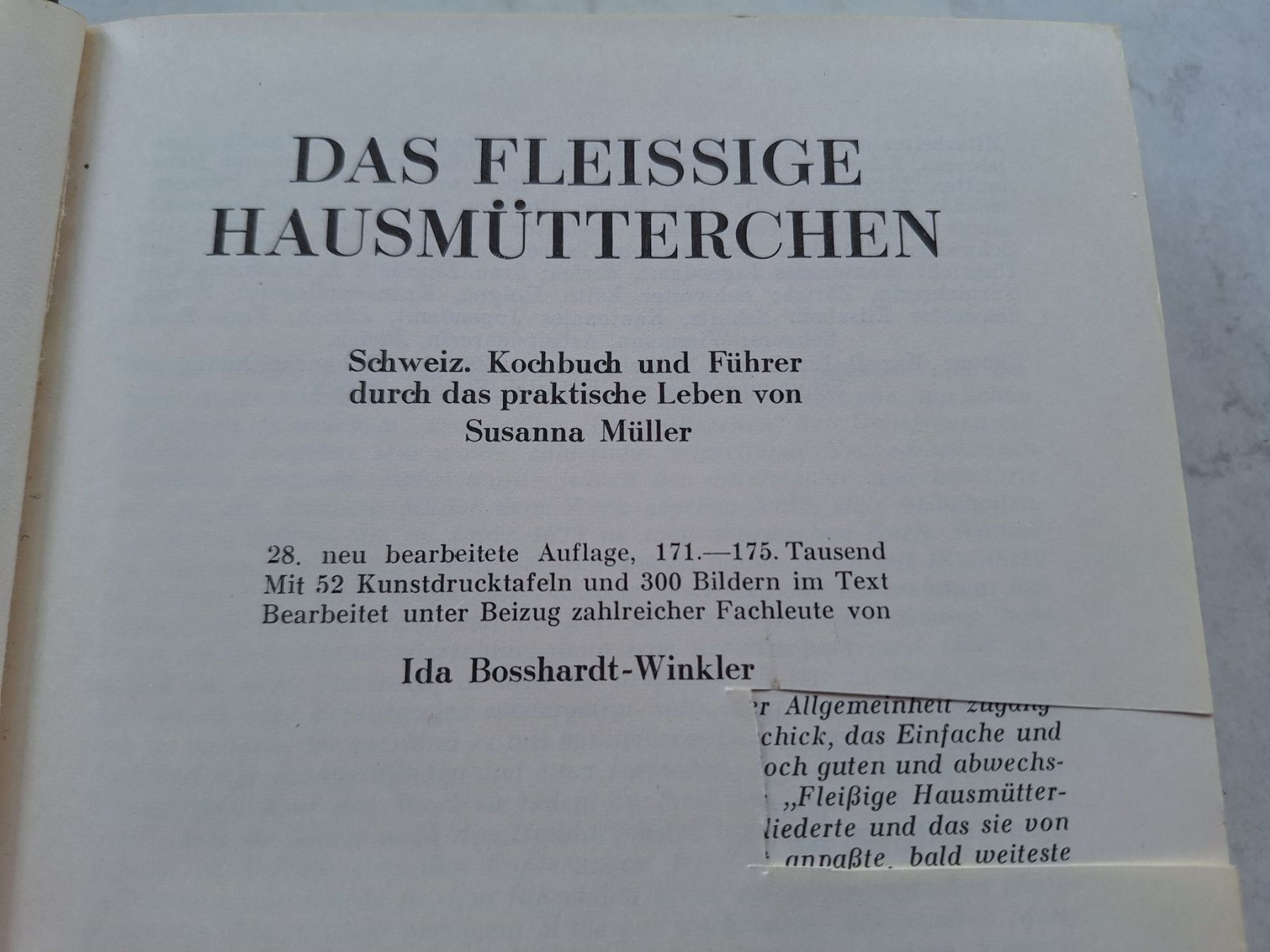Bücher: KOCHBUCH 1950 - DAS FLEISS. HAUSMÜTTERCHEN – Gebraucht aus Huttwil von Kunterbuntli 1
